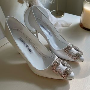 Manolo Blahnik Hangisi 90 White leather